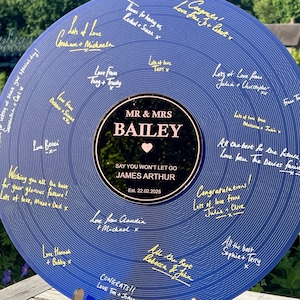 Wedding Record Alternative Guestbook- Navy Blue Silver Gold First Dance Special Song Couple&#39;s Wedding Guest Book Board Album Music Theme