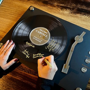 Wedding Record & Player Alternative Guestbook - Bronze First Dance Special Song Couple&#39;s Guest Book Board- Album Band Music Theme LP
