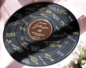 Wedding Record Alternative Guestbook - First Dance Special Song Couple&#39;s Guest Book for Wedding guests - Album Band Music Theme -Lovesong LP