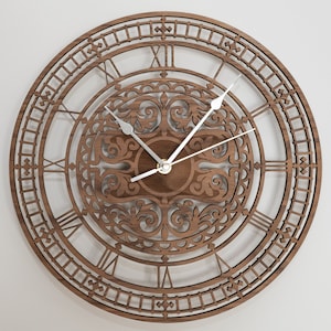 Handmade Wooden Silent Ornate Big Ben Wall Clock Up to 90cm in Oak, Cherry or Walnut Silver or Gold Hands image 2