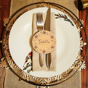 Christmas Wooden Personalised Snowflake Place Card Name Gift Tag,Personalized Christmas Table Decoration, Luxury Guest Name,Custom Placecard