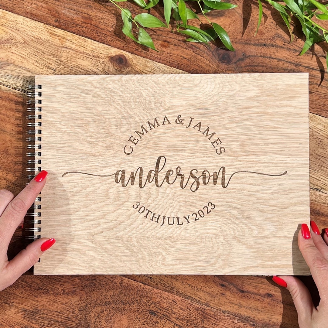 Wedding Guest Book Oak Alternative, Wedding Guest Book, Personalised ...