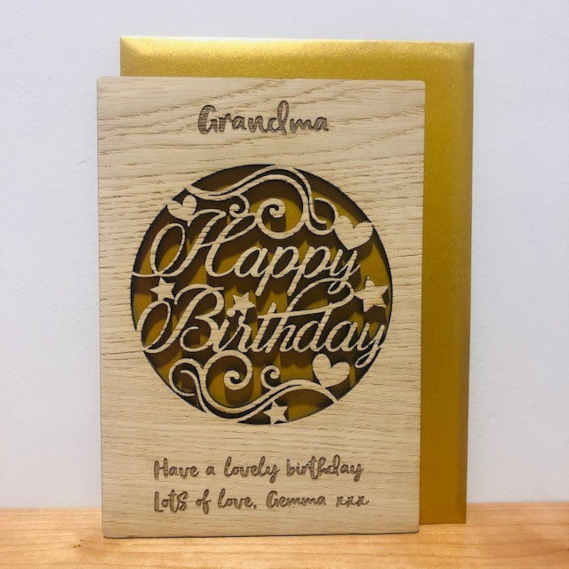 Personalised Wood Engraved 'Happy Birthday' Card Etsy