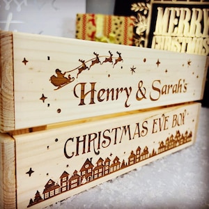 Personalisierte Heiligabend Box | Personalisierte Heiligabend Kiste | Holz gravierte Heiligabend Box | Weihnachtsgeschenkbox | Weihnachts-Box