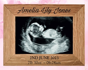 Personalised New Baby Photo Picture Frame | Name Birth Date Weight Time Announcement | Newborn Parents Gift Present Keepsake Mothers Day