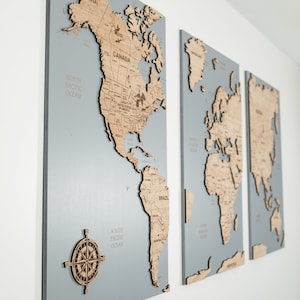 World Map Cork Push Pin Board Travel Wall Art Map, Oak Wood or Cork Wooden Travel Map Wall Home Decor, Feature Wall Art, Wedding Anniversary