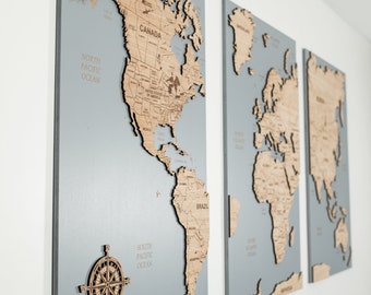 World Map Cork Push Pin Board Travel Wall Art Map, Oak Wood or Cork Wooden Travel Map Wall Home Decor, Feature Wall Art, Wedding Anniversary