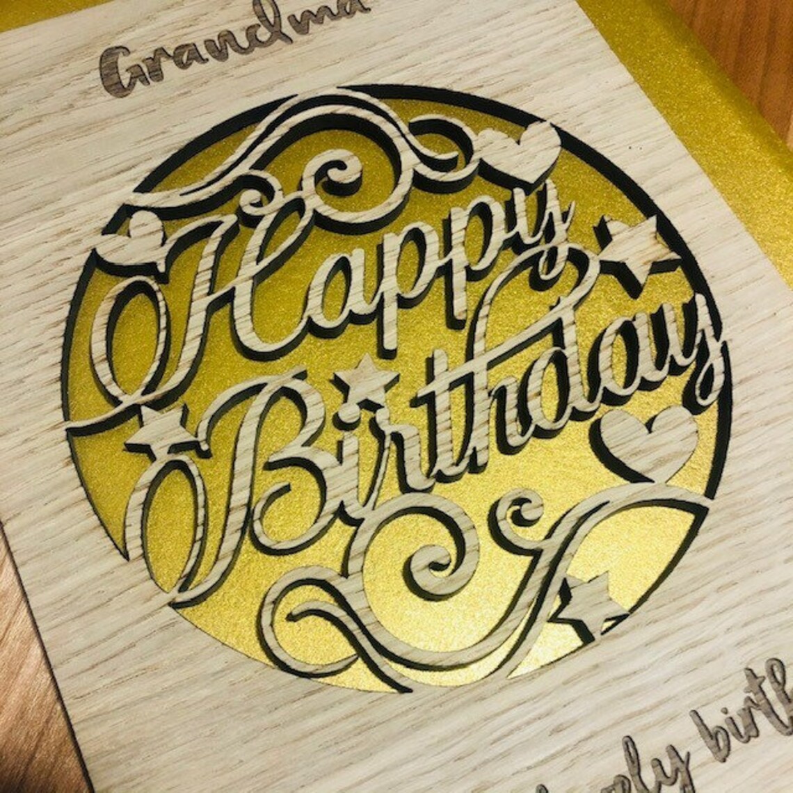 Personalised Wood Engraved 'Happy Birthday' Card Etsy
