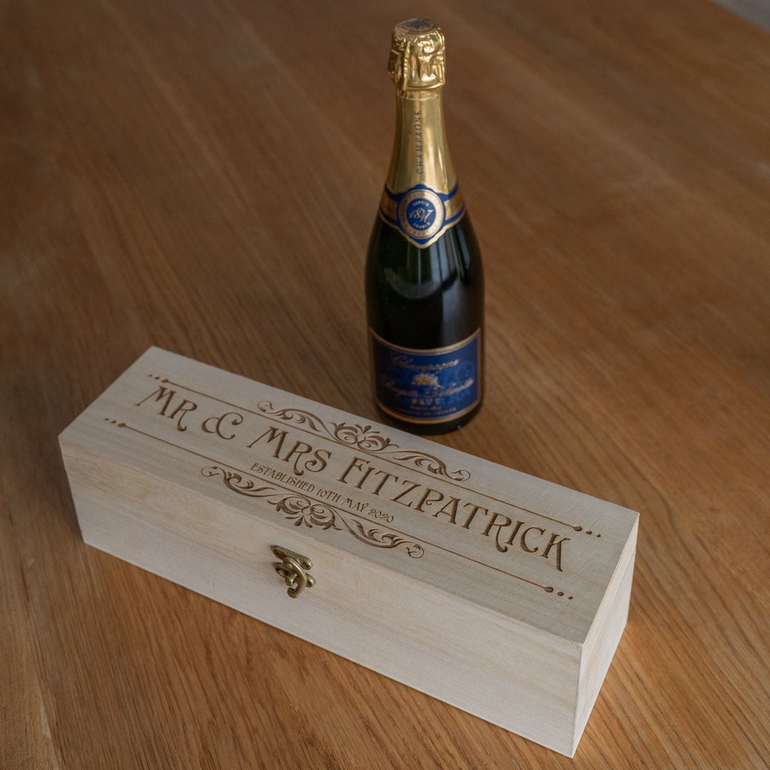 Wooden Wedding Couple's Wine /champagne Box Customised Gift Ideal for ...