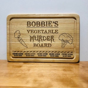 Personalised 'Vegetable Murder' Kitchen Chopping Board