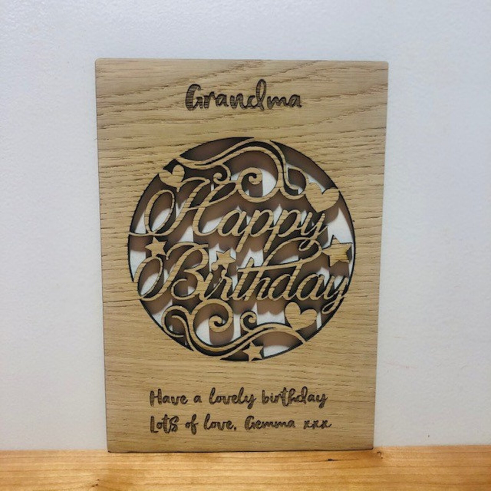 Personalised Wood Engraved 'Happy Birthday' Card Etsy