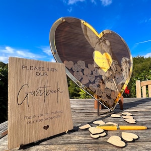Hearts Wedding Guest Book Alternative Wooden Drop Box Boho Rustic Fall Winter Spring Summer Wedding Table Decor Personalized Wedding Gift