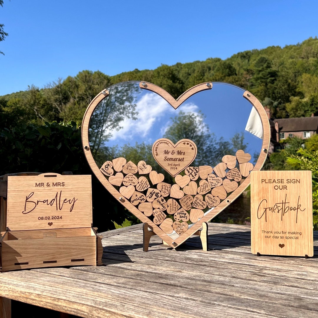 Wedding Guest Book Alternative Heart Drop Box Guestbook - Wedding
