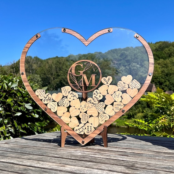 Drop box Wedding Guest Book Alternative Names and Heart Guestbook Love Rustic Wedding Decor Wood Guest Book Country Boho  Wedding