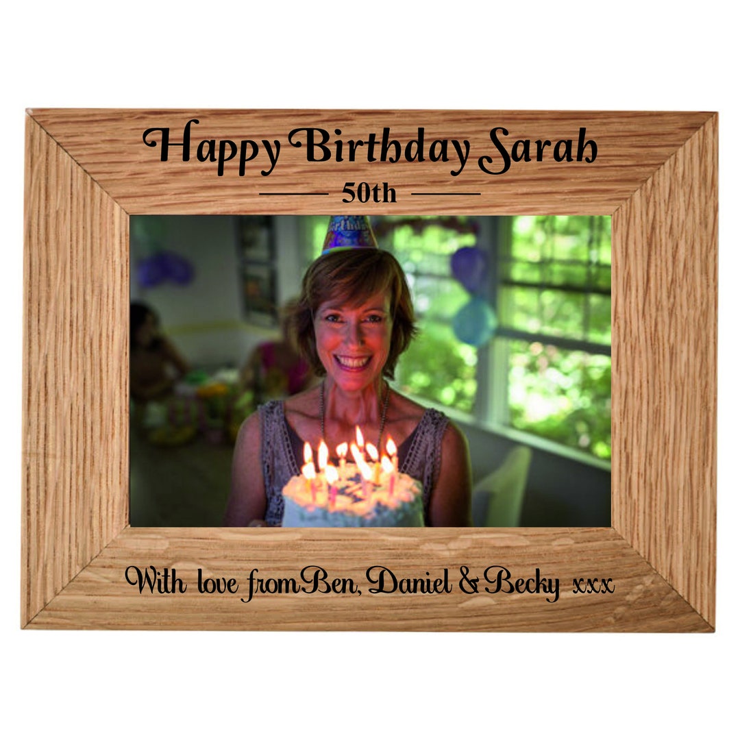 Personalised Engraved Birthday Photo Frame Landscape or Portrait for