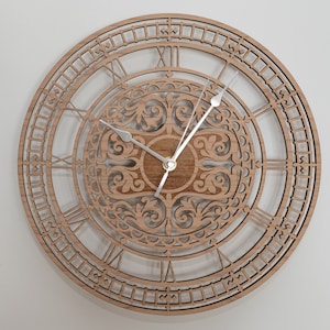 Handmade Wooden Silent Ornate Big Ben Wall Clock Up to 90cm in Oak, Cherry or Walnut Silver or Gold Hands image 4