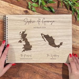 Wedding Guest Book Oak Abroad, Alternative Guestbook, Personalised Custom Book, Photo Album, Destination Foreign Wedding Gift Present