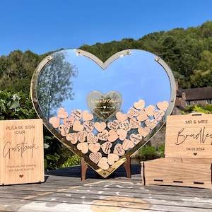 Wedding Guest Book Alternative Heart Drop Box Guestbook - Wedding Table Sign Decor Personalised Wedding Gift Present Gold Silver Rustic