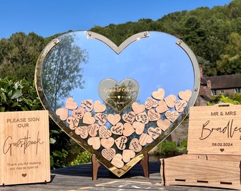 Wedding Guest Book Alternative Heart Drop Box Guestbook - Wedding Table Sign Decor Personalised Wedding Gift Present Gold Silver Rustic