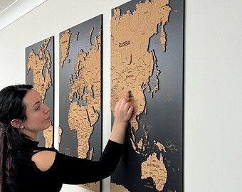 ショーピース 3D 世界地図 オークまたはコルク製、S-XXL サイズ、ホームデコレーション、旅行ギフト、コルクボードマップ、木製ウォールアート、新築アパートギフト  - Etsy 日本 Outus 60個 巨大プッシュピン ジャンボタック 1インチ プラスチックヘッド コルクボード 地図 ポスター デコレーション ギ
