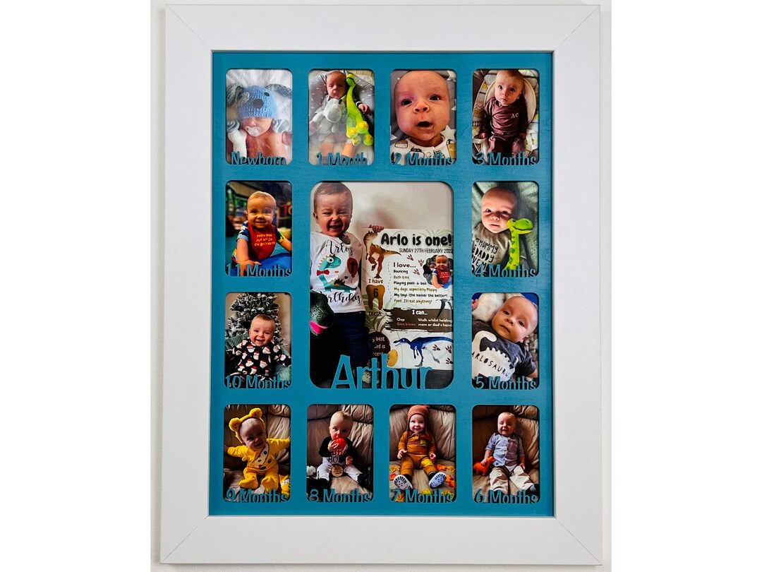 Newborn Baby 1st Year Personalised Photo Frame 1-12 Months (white Frame ...