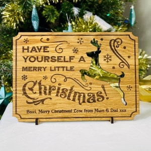 Chêne, cerisier ou noyer - carte de Noël personnalisée en bois de renne découpée ! Alternative de carte de Noël unique - gravure sur bois