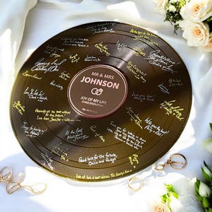 Wedding LP Record Statement Guestbook - Rose Gold First Dance Special Song Statement Guest Book Board- Album Band Music Theme - Love song