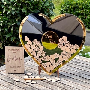Wedding Guest Book Alternative Heart Drop Box Guestbook - Wedding Table Sign Decor Personalised Wedding Gift Present Black Gold Art Deco