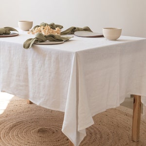 White Linen Tablecloth Square Rectangular Linen Table Cloth - Etsy