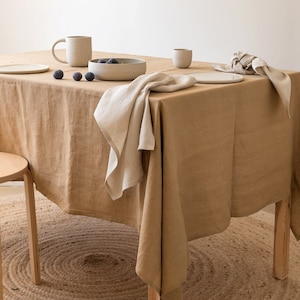 Mandel Leinen Tischdecke, eckig, rechteckige Leinen Tischdecke, Maßanfertigung Bild 1