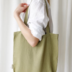 Linen tote bag in various colors, linen shopping bag image 1