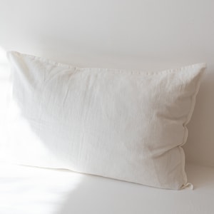 White linen pillow sham, Standard Queen King Euro washed linen sham cover