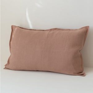 Sunset rose linen pillow sham, Standard Queen King Euro washed linen sham cover