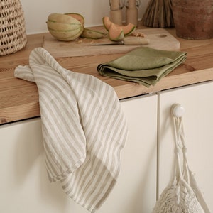 Linen kitchen towel set of 2, washed linen tea towels in various colors. image 2