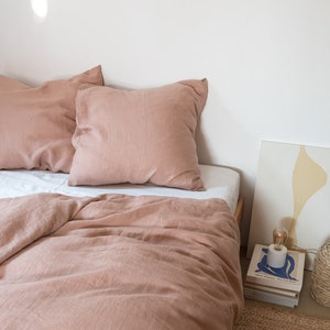 Sunset rose linen pillowcase, washed linen pillow cover Standard Queen King Euro custom sizes