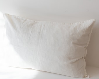 White linen pillow sham, Standard Queen King Euro washed linen sham cover