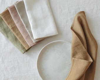 Linen napkins in various colors, set of 4, 6, 10 washed cloth napkins, handmade table linen