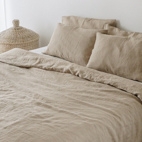 Beige Linen Duvet Cover Washed Linen Bedding Natural Linen Etsy