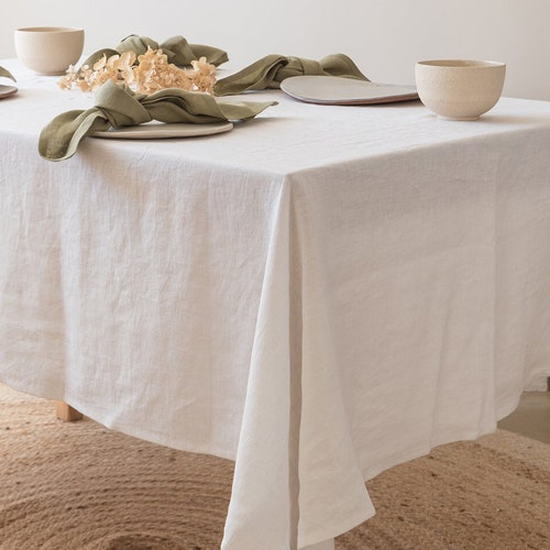 White Linen Tablecloth Square Rectangular Linen Table Cloth Etsy