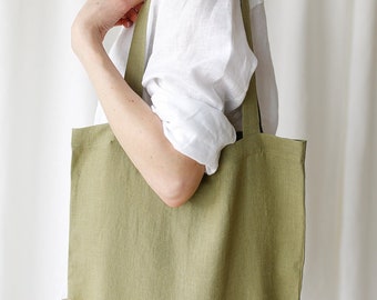 Linen tote bag in various colors, linen shopping bag
