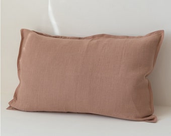 Sunset rose linen pillow sham, Standard Queen King Euro washed linen sham cover