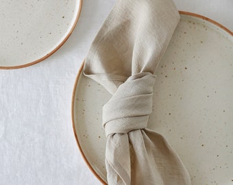 Beige linen napkin set of 4, 6, 10, washed cloth napkins, handmade table linen