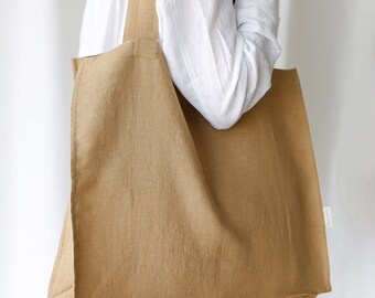 Large linen tote bag in various colors, linen beach bag, shopping bag