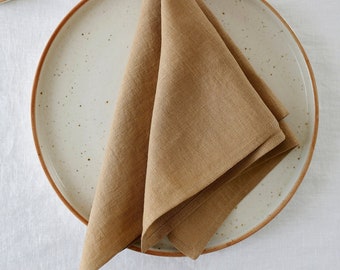 Almond linen napkin set of 4, 6, 10, washed cloth napkins, handmade table linen
