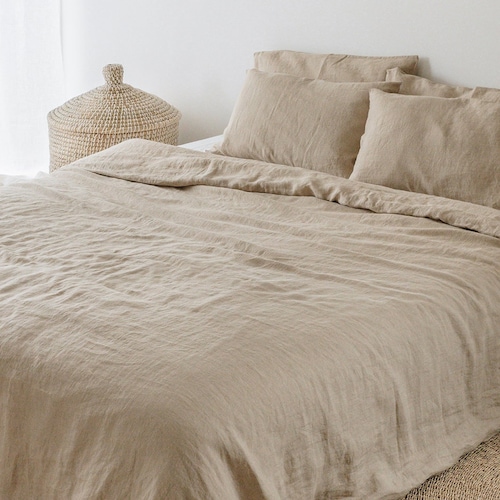 Beige Linen Duvet Cover Washed Linen Bedding Natural Linen Etsy