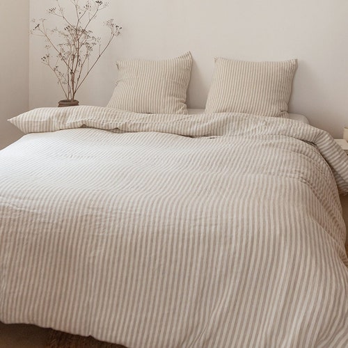 Beige Linen Bedding Set: Linen Duvet Cover and Two Linen - Etsy