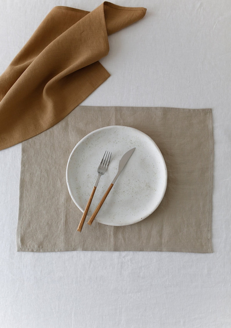 Beige linen placemat set of 4, 6, 10, handmade table linen image 1