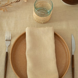 Sandy Yellow linen napkin set of 4, 6, 10, washed cloth napkins, handmade table linen image 2