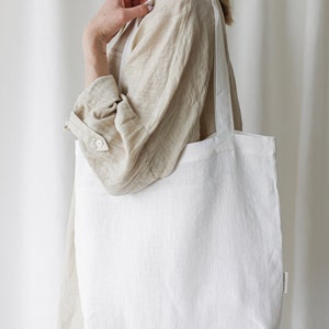 Linen tote bag in various colors, linen shopping bag image 5