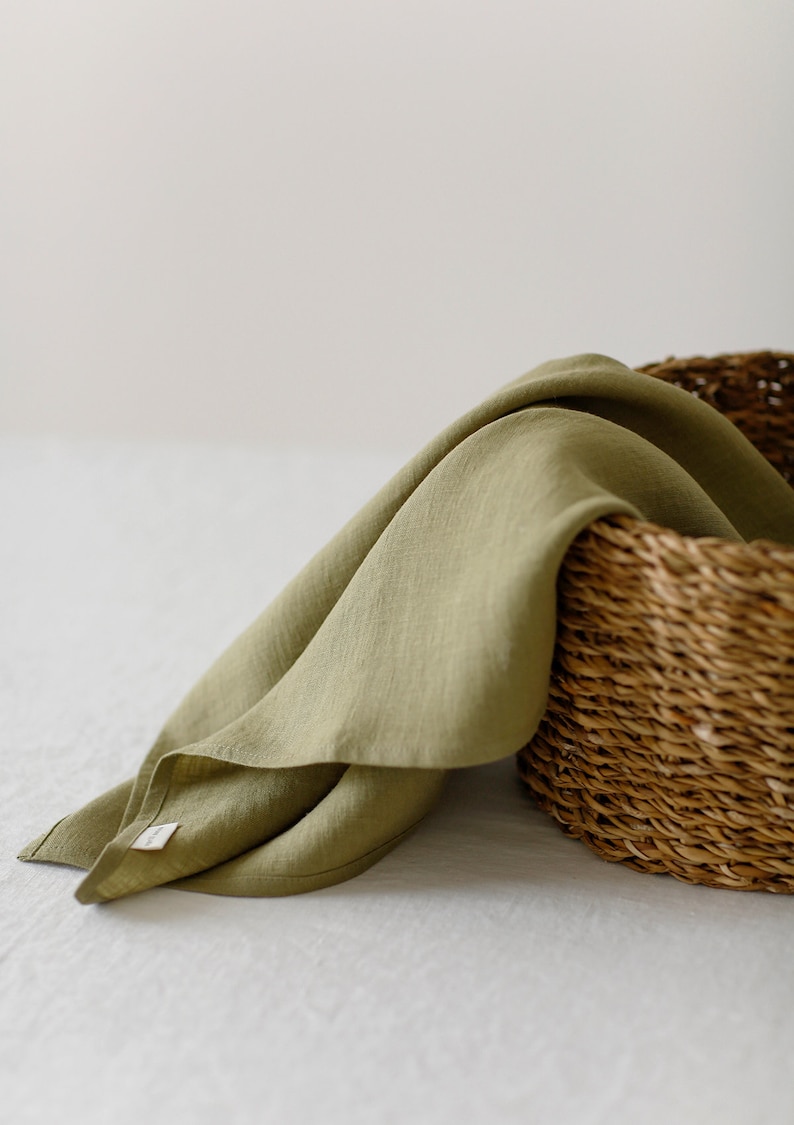 Linen kitchen towel set of 2, washed linen tea towels in various colors. image 4